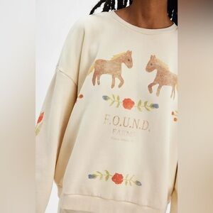 Free People Found Floral Horse Farm Crewneck Sweater (Size M) - NWT